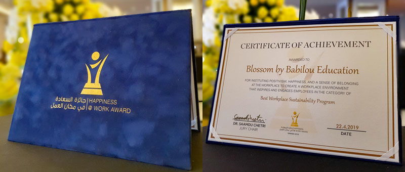 Blossom award certificate